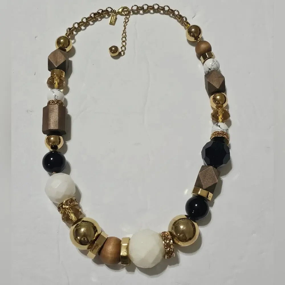 Kate Spade Chunky Beaded Neutral Statement Necklace‎